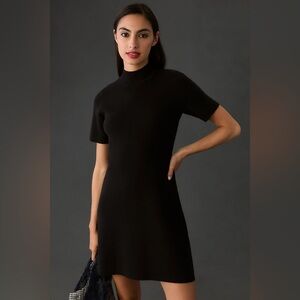 Anthropologie Black Mini Dress with Mock Neck